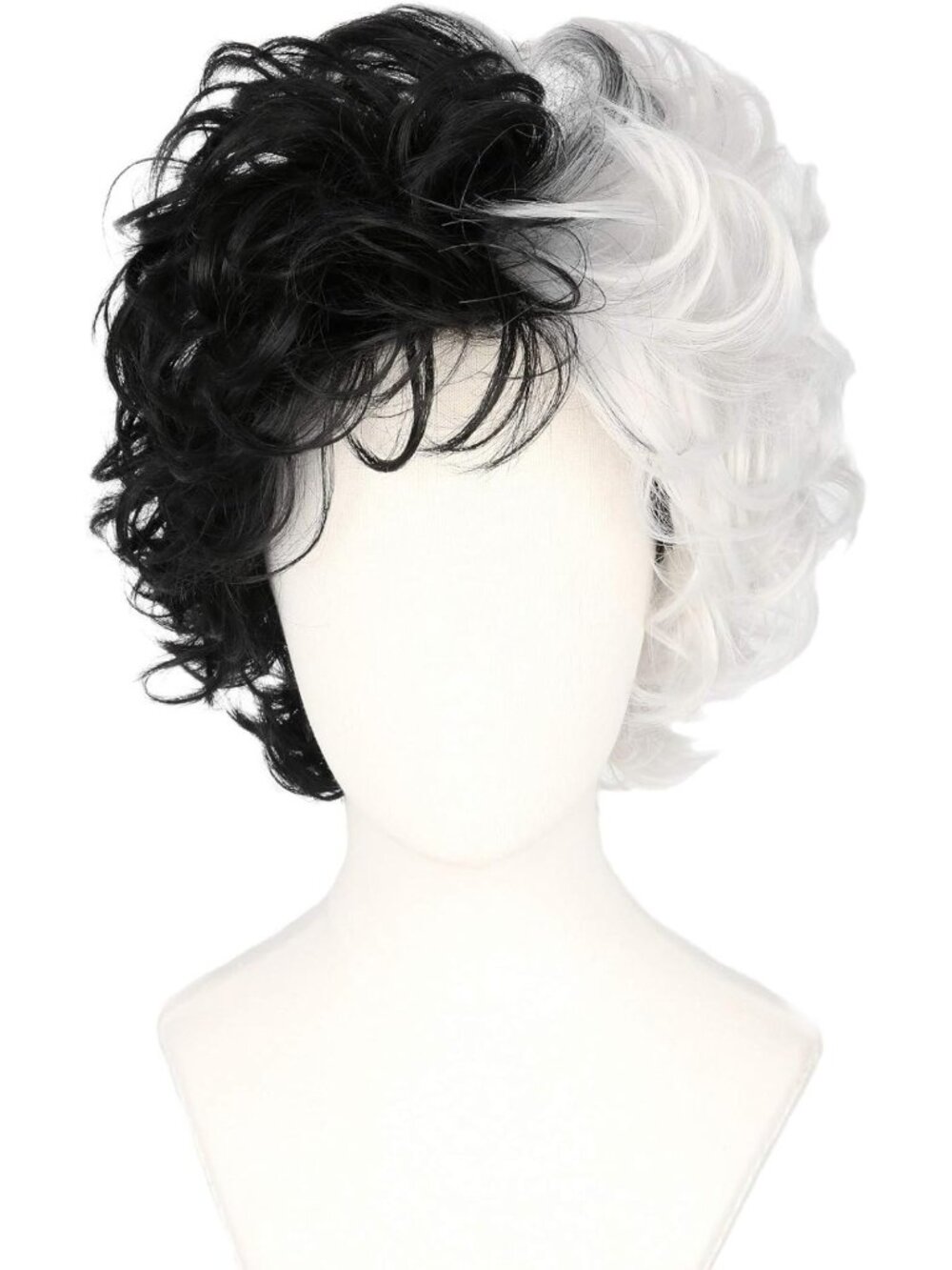 Short Black and White Wig for Women & Girls | Halloween Cosplay Hairpiece